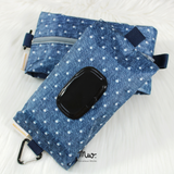Denim Dots - Wet and Dry Tissue Pouch (LARGE)