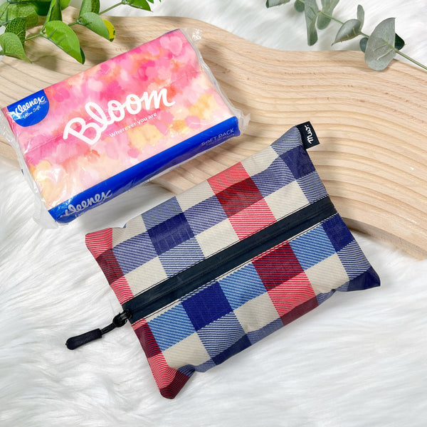 Gingham Red PVC - Dry Travel Sized Tissue Pack Pouch Holder