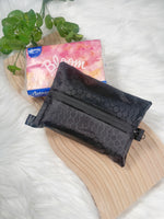 Hexie Black PVC - Dry Travel Sized Tissue Pack Pouch Holder