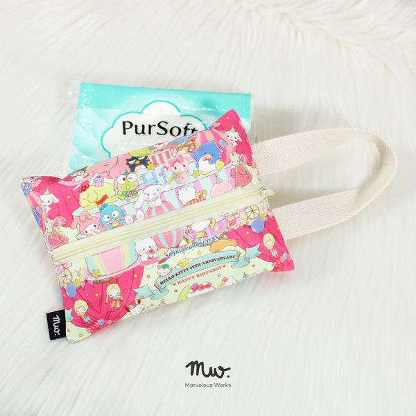 Happy Birthday HK - Wristlet Dry Travel Sized Tissue Pack Pouch Holder With Zip And Strap