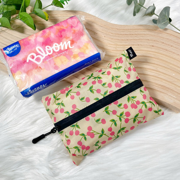 Cherry Pink PVC - Dry Travel Sized Tissue Pack Pouch Holder