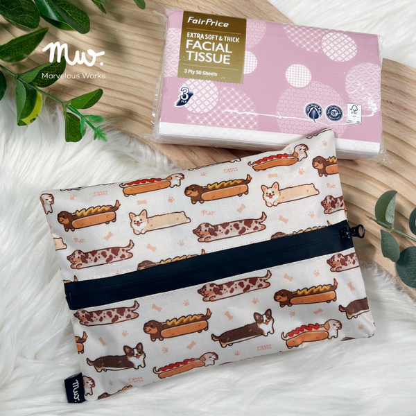 MW X Pigeoncrafts - Long Dogs PVC Dry Travel Sized Tissue Pack Pouch Holder