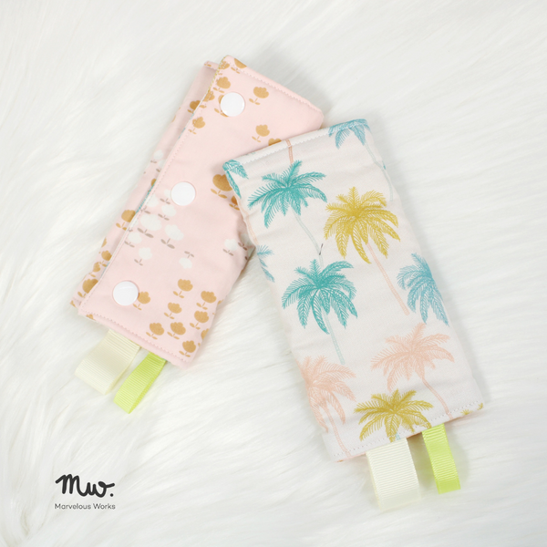 Coconut Trees / Buttercup Pink (Narrow) - INSTOCK Reversible Straight Drool Pads