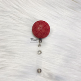 Geometric Stars Red Wine Retractable Badge Reel Only