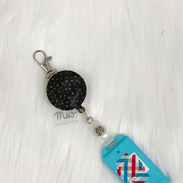 Dotted Black Retractable Badge Reel Only