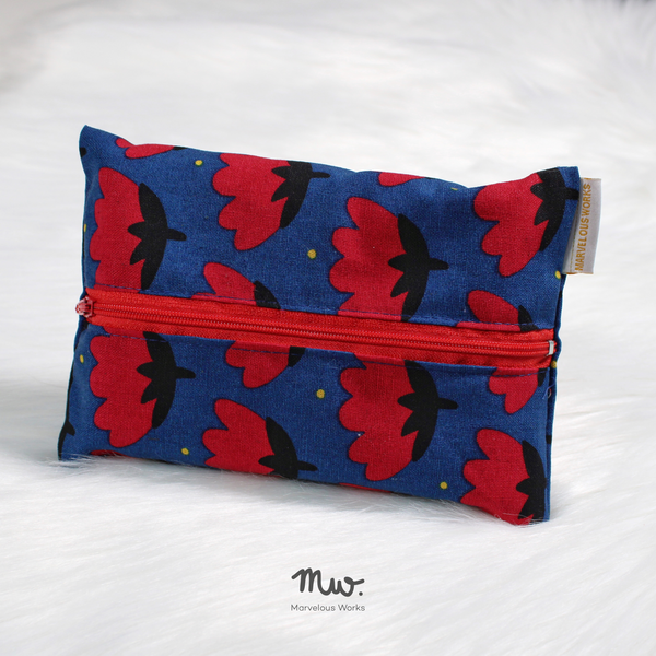 Big Flower Red Navy - Dry Travel Sized Tissue Pack Pouch Holder