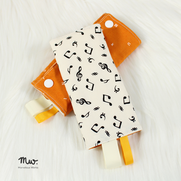 Music / Orange letters (Narrow) - INSTOCK Reversible Straight Drool Pads