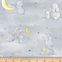 Bunnies and Moons Grey - CUSTOM Baby Minky Blanket