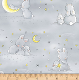 Bunnies and Moons Grey - CUSTOM Baby Minky Blanket