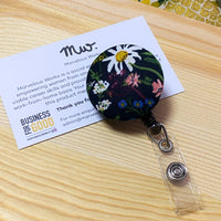 Wildflowers Black Retractable Badge Reel Only