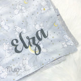 Bunnies and Moons Grey - CUSTOM Baby Minky Blanket