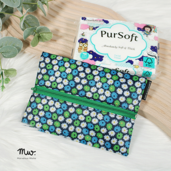 Retro Floral PVC - Dry Travel Sized Tissue Pack Pouch Holder