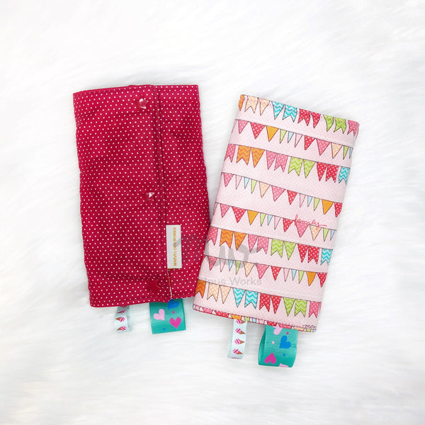 Bunting / Red Polka - INSTOCK Reversible Straight Drool Pads